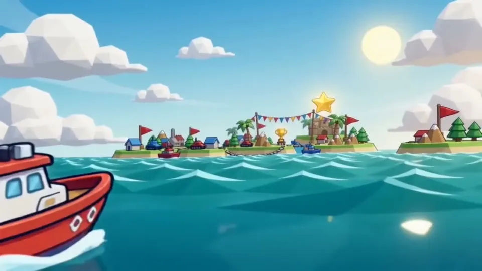 Bootcamp Bay: sunny toy islands with little red flags